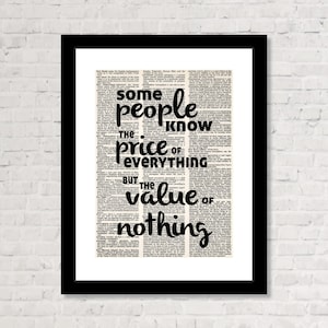 Inspirational Quote Dictionary Art Print: Price of Everything