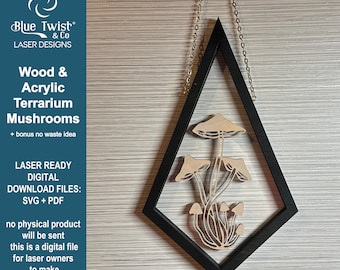 Terrarium Mushroom Laser Cut File, Laser Cut File, SVG PDF, Lasersnijden, Glowforge, SVG Cut File, Hout en Acryl Laserkunst