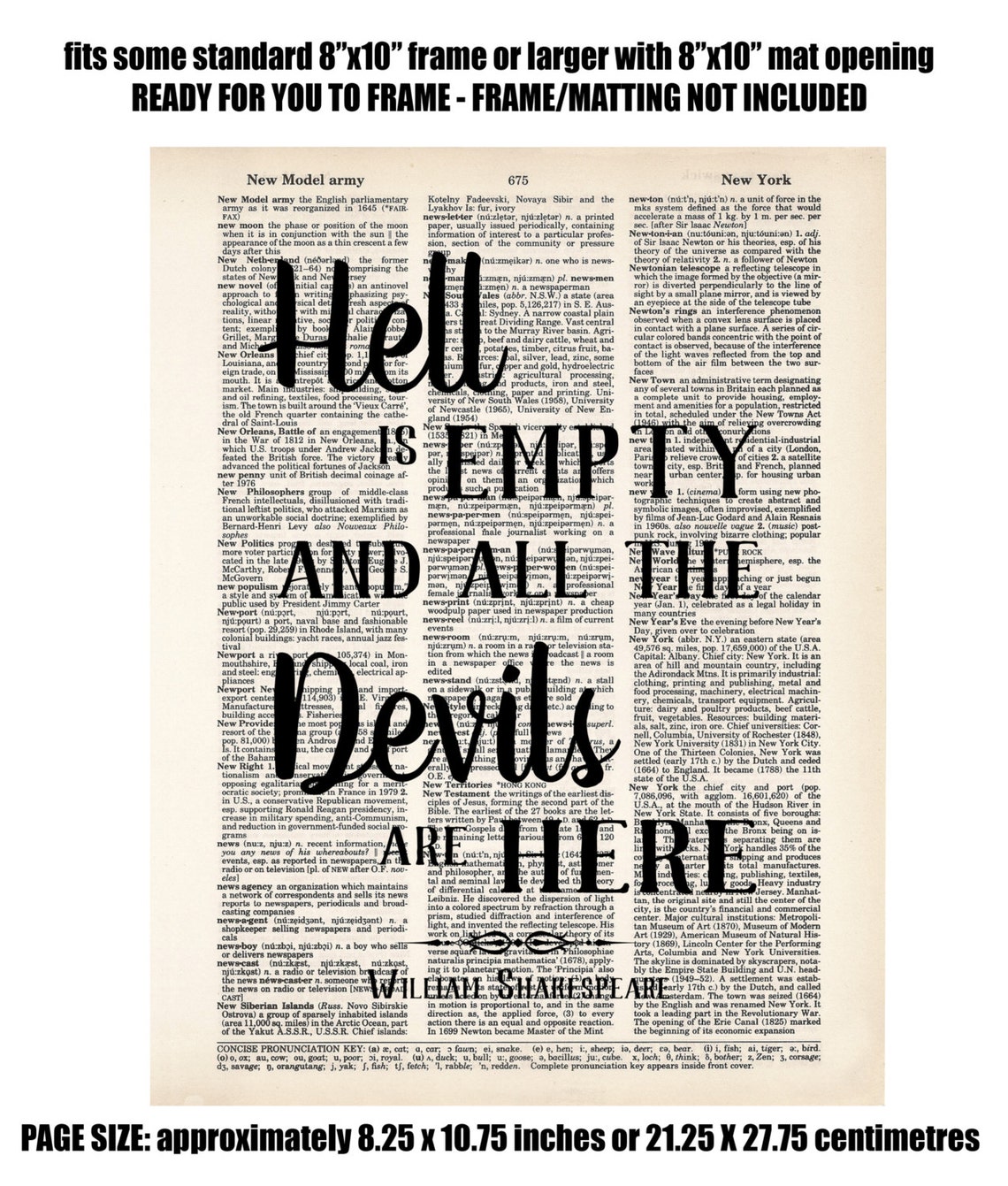 Hell is Empty and All the Devils Are Here Shakespeare Quote Etsy