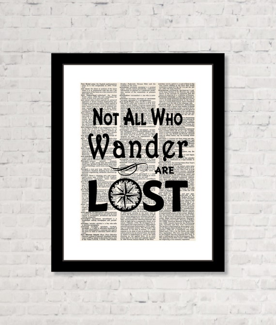 Not All Who Wander Are Lost Quote Typography Dictionary Art | Etsy