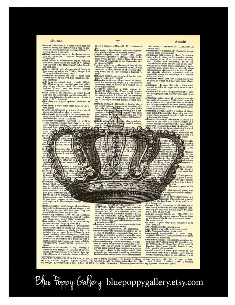 Vintage Crown Etching Dictionary Art Print Etsy