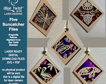 Suncatcher Value Pack, Laser Cut Gift, SVG PDF, Lasersnijden, Glowforge, SVG Cut File, Hout en Acryl Laserkunst, Bestandsbestanden
