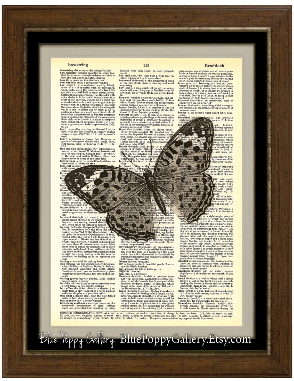 Vintage Butterfly Etching Dictionary Page Art Etsy