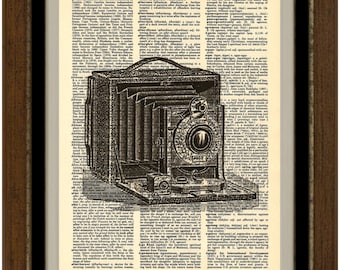 Vintage Camera Etching Dictionary Art Print Poster