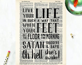 Inspirational Dictionary Art Print: Motivational Quote on Vintage Page