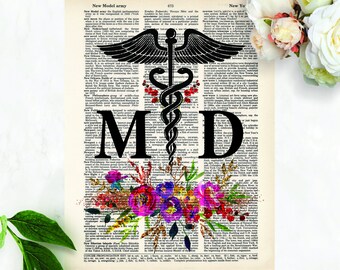 Doctor Gift - Medical Doctor Graduation Gift - Physician Gift - MD Caduceus - Caduceus Art Print - Medical Career Print - Gift For Doctor