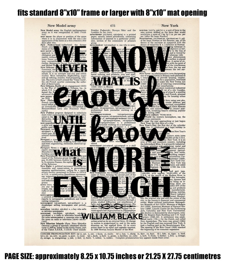 We Never Know What is Enough Until We Know What is More Than | Etsy