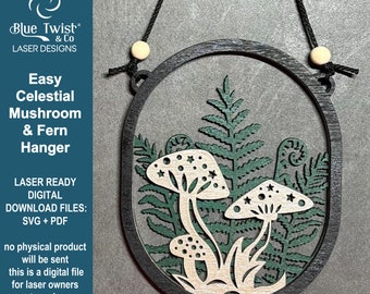 Mushroom Fern Wall Art Laser Cut File, Laser Cut Gift, SVG PDF, Lasersnijden, Glowforge, SVG Cut File, Wood Laser Art, Hemelse Paddestoel