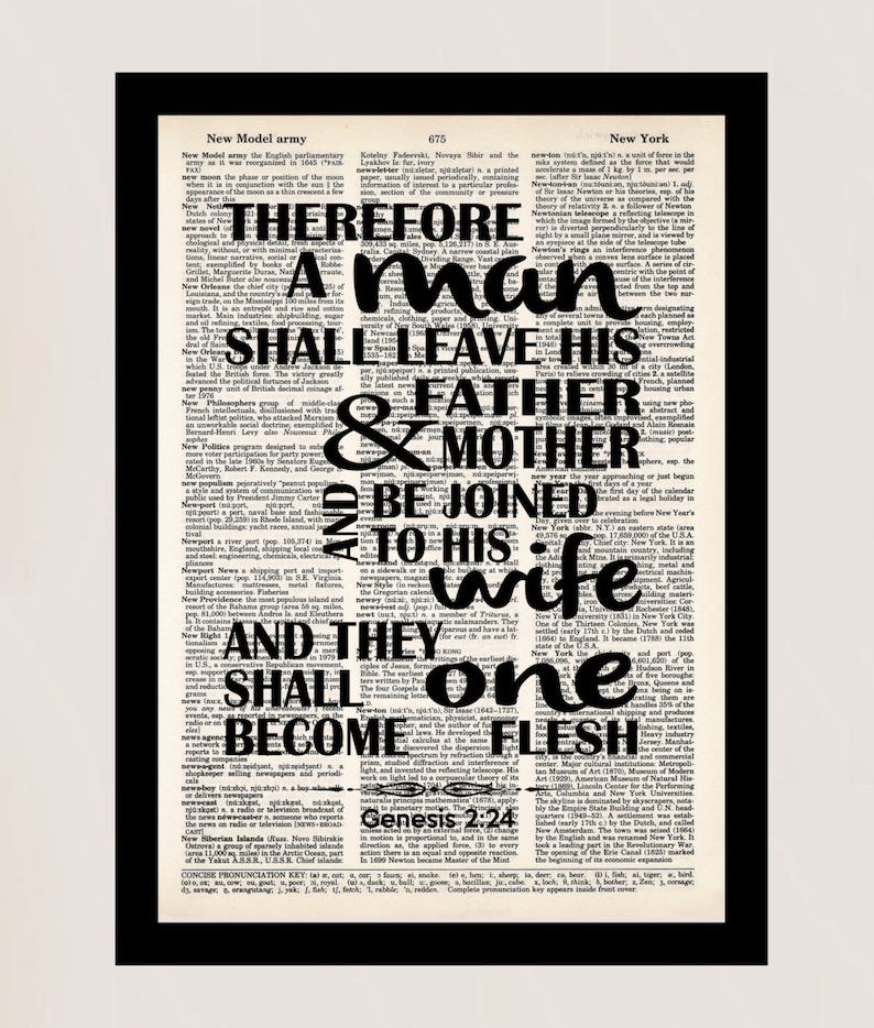 Therefore A Man Shall Leave His Father Mother and Be Joined To Etsy