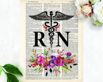 RN Gift - Registered Nurse Art Print - Caduceus LPN Print - Gift for New Nurse - RN Nurse Art Print - Nursing Student Gift