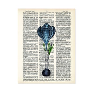 Crocus Art Vintage Botanical Crocus Print - Eco Friendly -  Dictionary Page Art