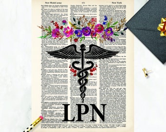 LPN Gift - LPN Nurse Art Print - Caduceus LPN Print - Gift for New Nurse - Medical Student Gift - Licensed Practical Nurse Art Print