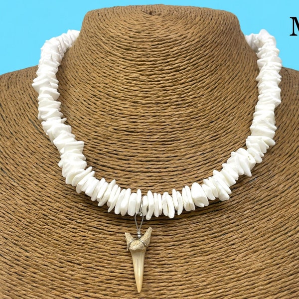 Requin blanc Puka Shell collier fait à la main blanc - Puka collier - White Shell collier Puka collier White Sea Shell collier Hawaii Beach