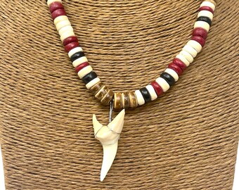 Shark Tooth Necklace - Tiger Shark Necklace - Shark Teeth Pendant Boys Mens Shark Necklace Pendant Shark Jewelry