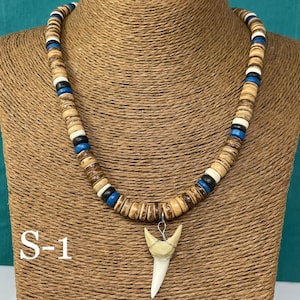 Shark Tooth Necklace - Tiger Shark Necklace - Shark Real Teeth Pendant Boys Mens Shark Necklace Pendant Shark Jewelry