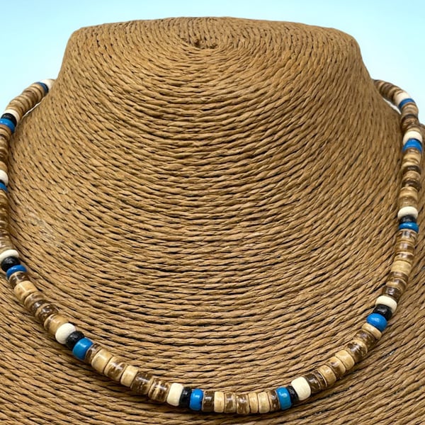 Handmade Coconut Necklace - Puka Shell Beach Surfer Tropical Necklace - Beach Jewelry - Surfer Jewelry - Coconut Jewelry