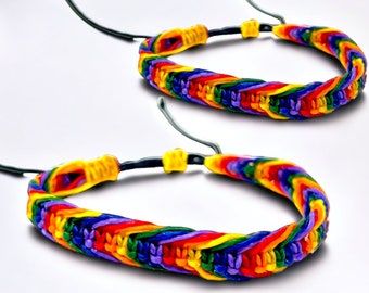 Rainbow Adjustable Friendship Bracelet/Anklet - High-Quality Waxed Material - LGBTQ+ Pride Accessory Unisex Rainbow Bracelet waterproof