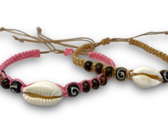 Adjustable Cowrie Shell Bracelet/Anklet – Authentic Seashell Jewelry –High-Quality Nylon– Versatile & Stylish–Perfect Gift for All Occasions