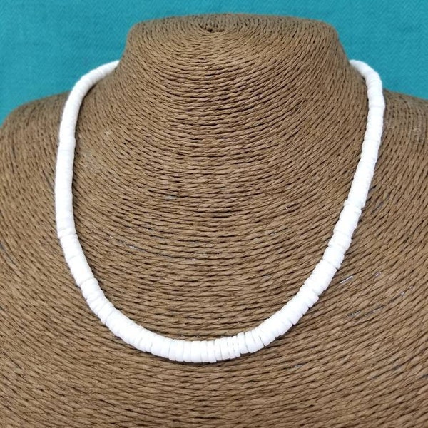 White Puka Necklace -  White Shell Necklace - Hawaiian Necklace - Surfer Style Necklace - Natural Sea Shell Necklace Hawaiian Shell Necklace