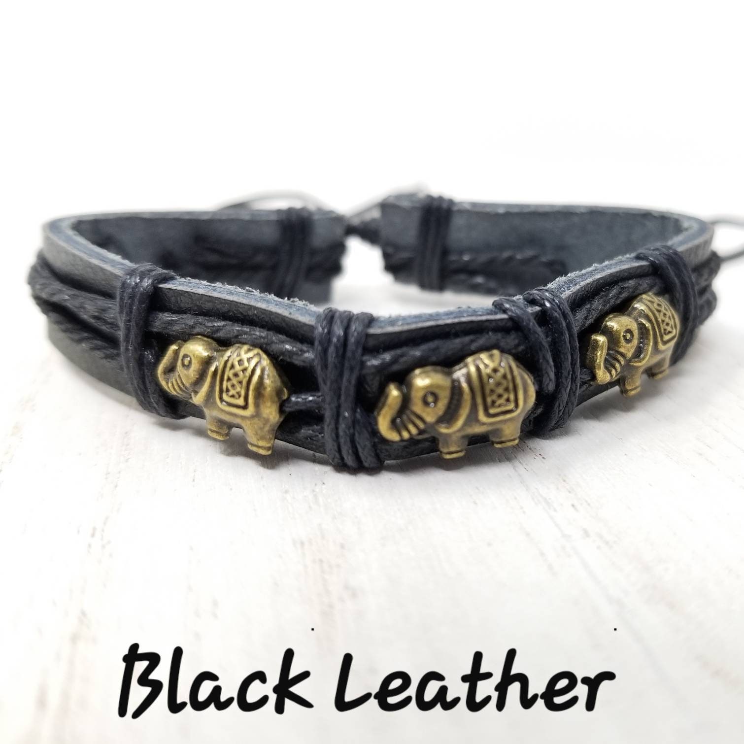 Leather elephant bracelet sale