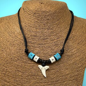 Shark Tooth Necklace Handmade Natural Fossilized Shark Tooth Necklace with Adjustable Length