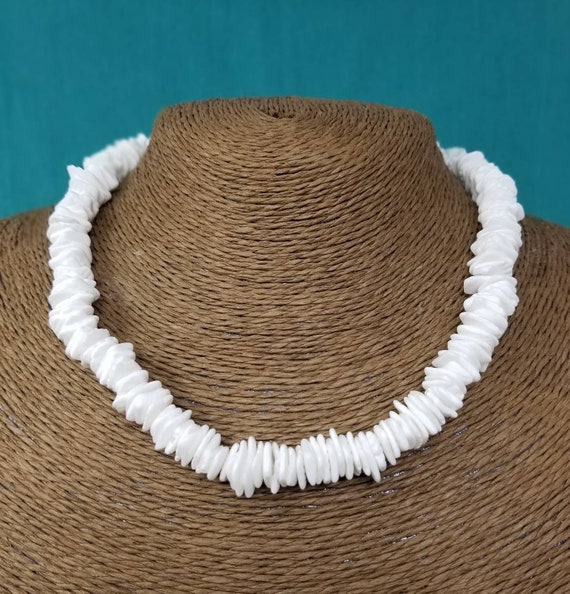 White Puka Shell Necklace Handmade White Necklace Puka Etsy
