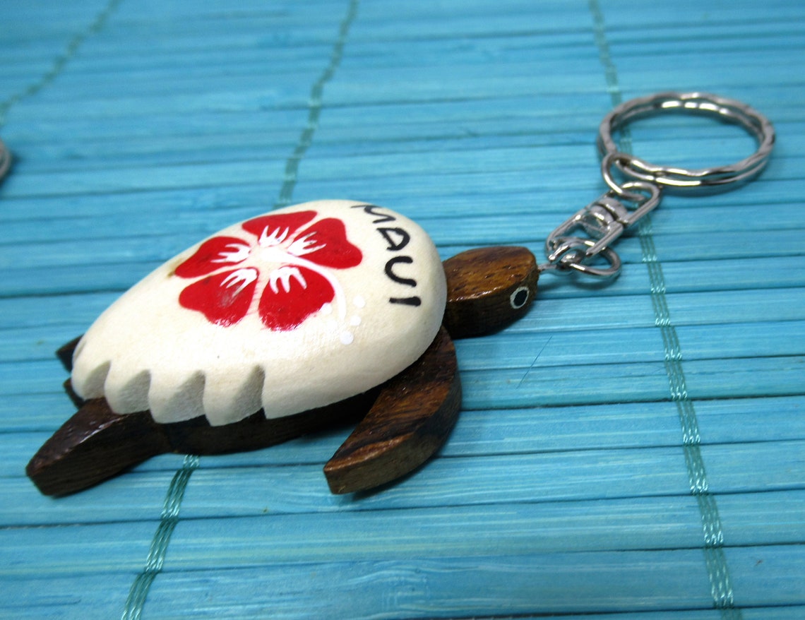 Sea Turtle Keychain Turtle Handcarved Wood Keychain Turtle Etsy