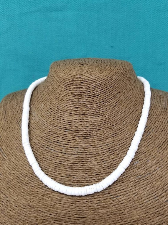 White Puka Necklace White Shell Necklace Hawaiian Necklace Surfer