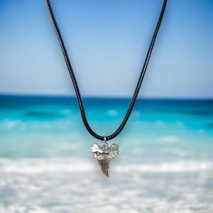 Shark Tooth Necklace Metallic Silver-Tone | Men&#39;s and Boy&#39;s Pendant | Ideal for Shark Lovers-Unique Metal Teeth Jewelry-Perfect for Casual