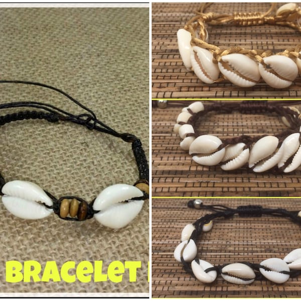 Shell Hawaiian Bracelet - Aloha Surfer Brown Cowry Shell Bracelet - Cowrie Shell Bracelet - Shell Bracelet-Sea Shells Beacelet-Shell Anklet