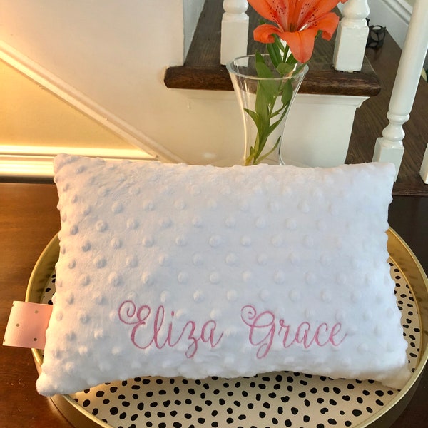 Personalized Minky Pillow with Tag 10x13  Perfect for Babies, Toddlers, and Children of All Ages!