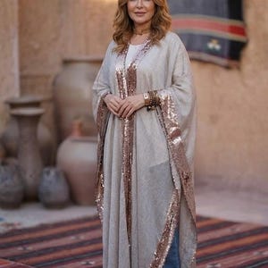 green emerald velvet dress Gunmetal Sequin Caftan Kaftan Dress – Jennafer Grace main image 1