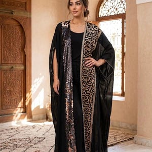 modern arabic dress Modern Kaftan Dress Arabian Gown 5XL / 52 Inches / No Scarf
