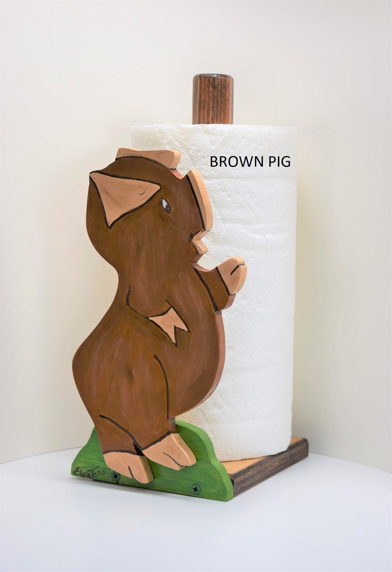 Little Brown Pig. Toilet Paper or Paper Towel Holder. Wooden Etsy