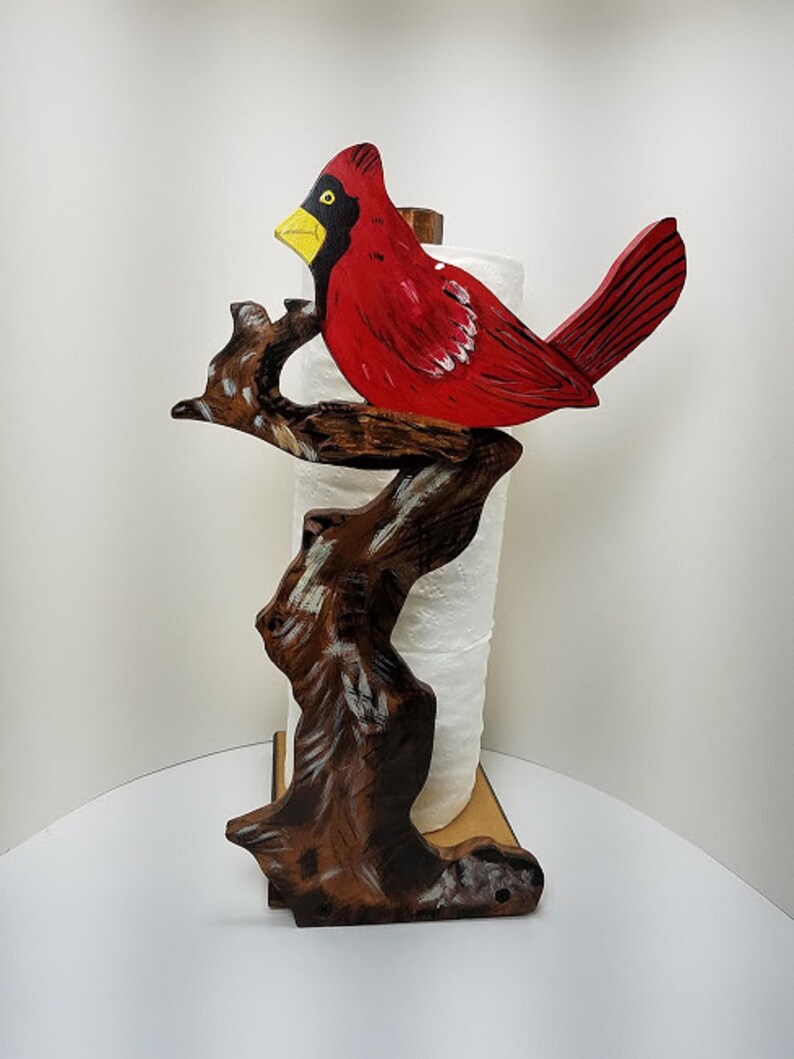 Cardinal Bird in a Tree Wooden Spare Roll Toilet Paper Holder Etsy