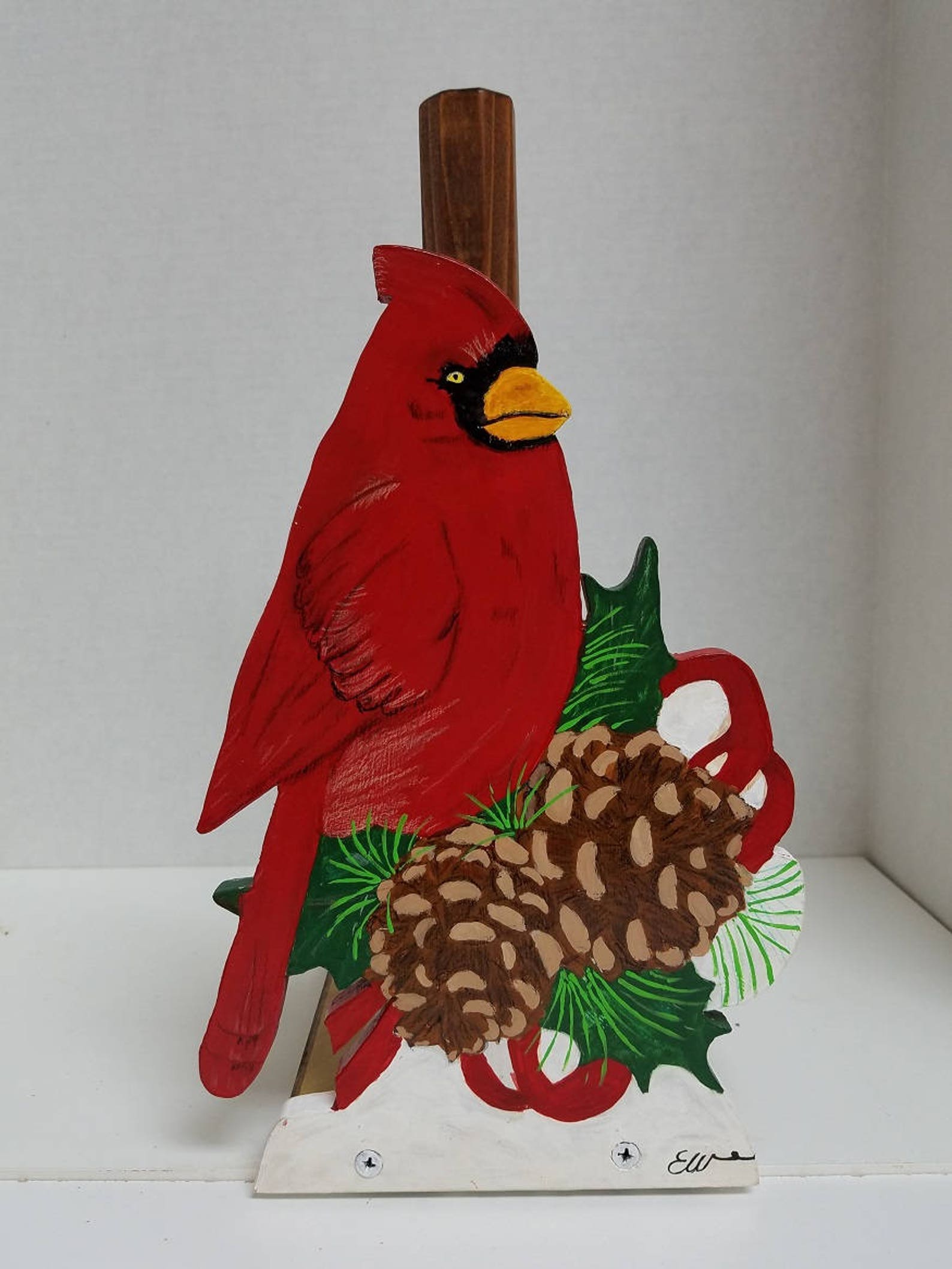 Beautiful Red Cardinal and Pine Cone Toilet Paper Holder Etsy
