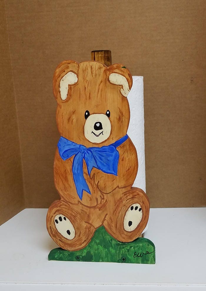 Wooden Teddy Bear Toilet Paper Holder Adorable Handcut and Etsy