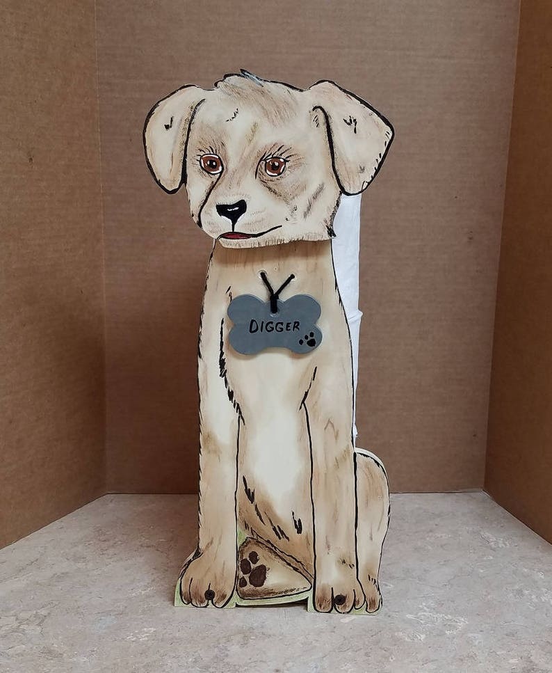 Digger Wooden Labrador Dog Toilet Paper Holder Wonderful Etsy
