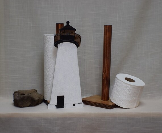 ned s point lighthouse toilet paper holder nautical bathroom decor sturdy free standing unique handcrafted gift lighthouse paper towel