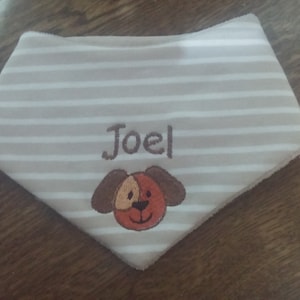 Baby bib with name, Baby triangle scarf with name image 1