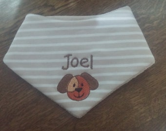 Baby bib with name, Baby triangle scarf with name