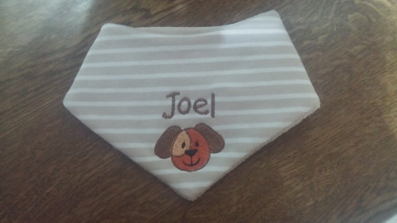 Baby bib with name, Baby triangle scarf with name image 1