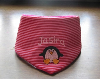 Baby bib with name, Baby triangle scarf with name