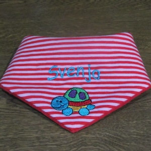 Baby bib with name, Baby triangle scarf with name image 1