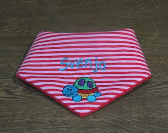 Baby bib with name, Baby triangle scarf with name