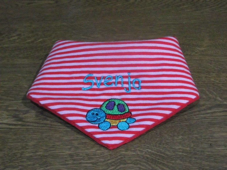 Baby bib with name, Baby triangle scarf with name image 1