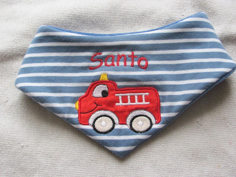 Baby bib with name, Baby triangle scarf with name image 1