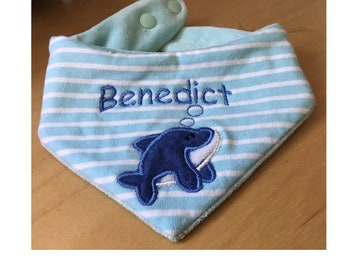 Baby bib with name, Baby triangle scarf with name