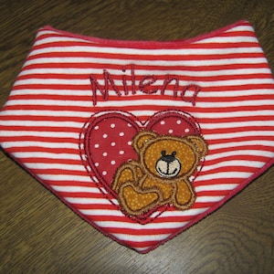 Baby bib with name, Baby triangle scarf with name image 1