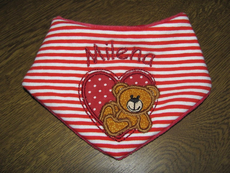 Baby bib with name, Baby triangle scarf with name image 1